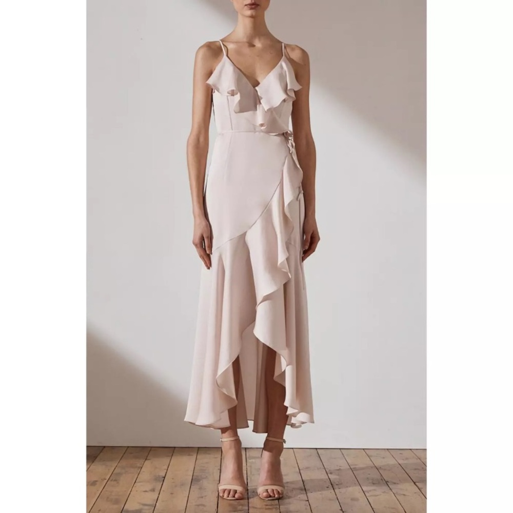 SOIÉBLU special occasion dress. TAUPE